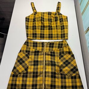 Arizona Jean Yellow Plaid Skirt & Top Set